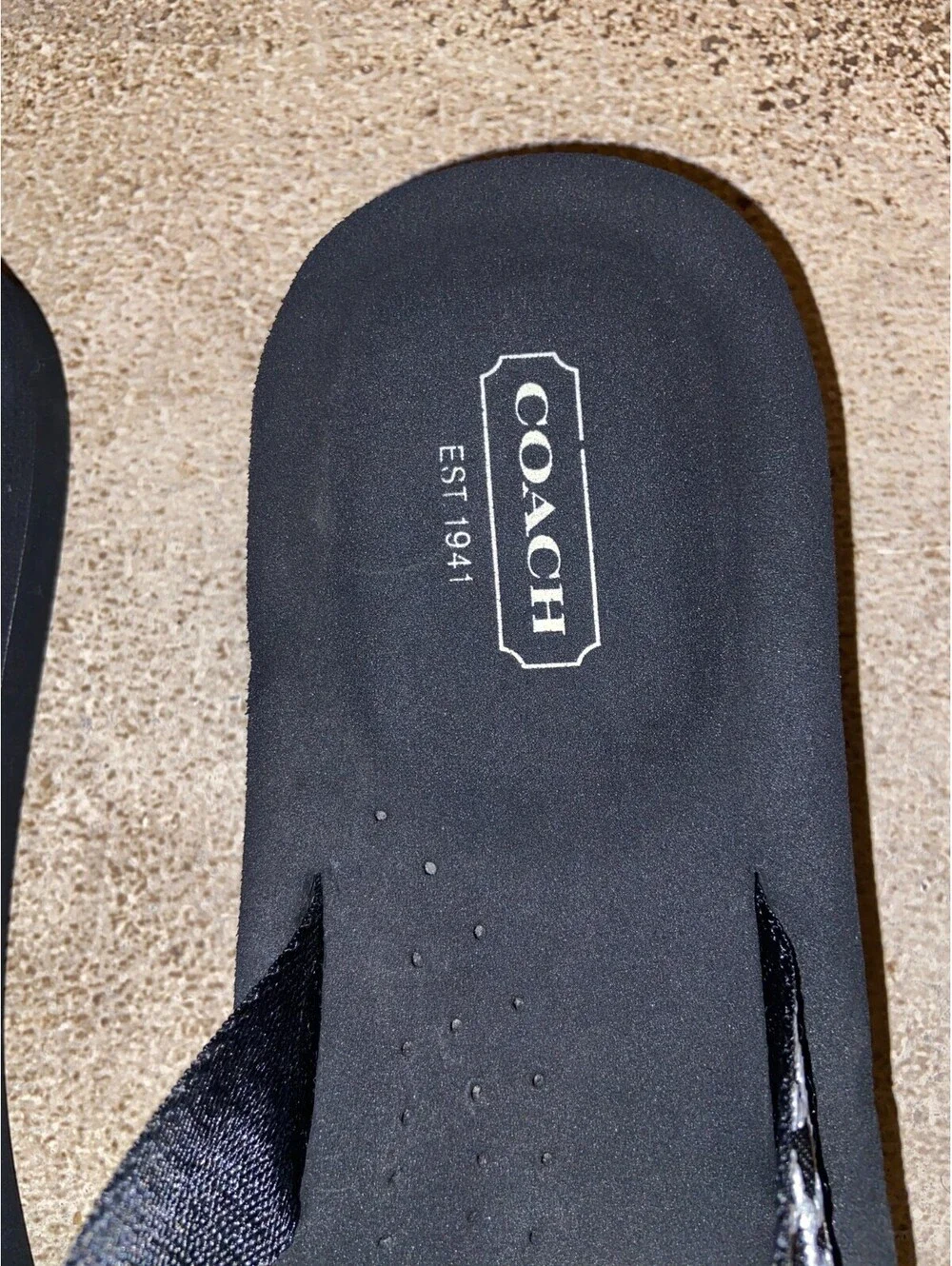 COACH Jessalyn Women's Black Signature C Jacquard Wedge Thong Flip Flop Sandals